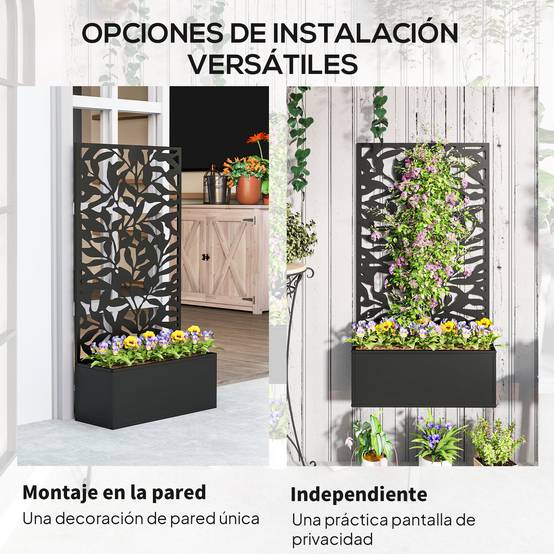 ComfortXL - Jardinière Surélevée Métal avec Treillis Brise-Vue Intégré pour Balcon et Terrasse 61x113 cm Noir - ComfortXL Outdoor Living - Image 7