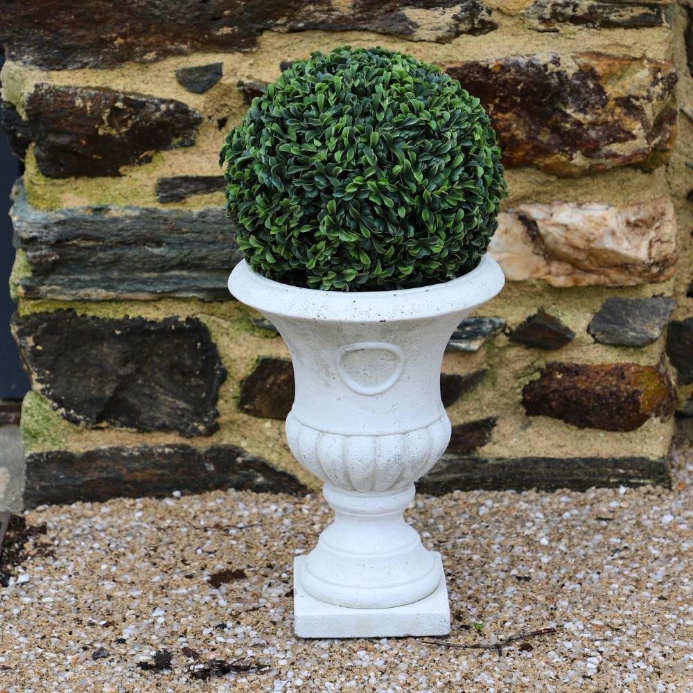 Chemin De Campagne - Vase médicis jardin en béton blanc 22 x 29.5 cm Chemin de campagne - Image 2
