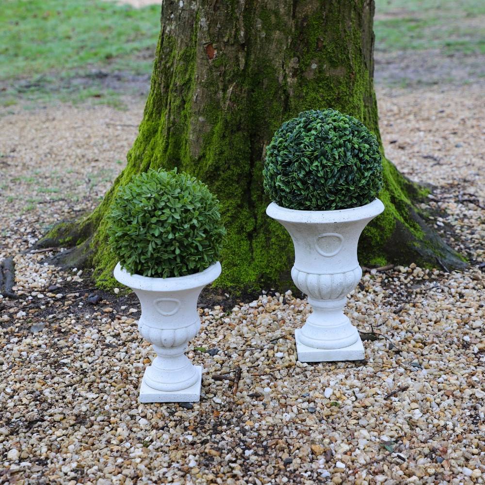 Chemin De Campagne - Vase médicis jardin en béton blanc 22 x 29.5 cm Chemin de campagne - Image 5