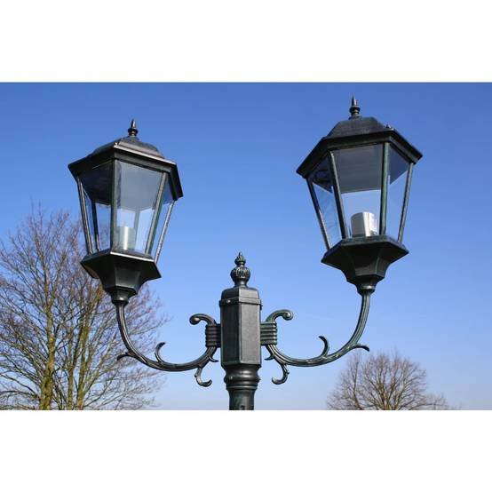 Lampadaire de jardin - Lampadaire d'extérieur 2 bras 230 cm Vert foncé/Noir Aluminium - Image 7