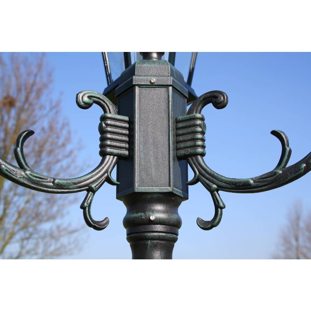 Lampadaire de jardin - Lampadaire d'extérieur 2 bras 230 cm Vert foncé/Noir Aluminium - Image 4