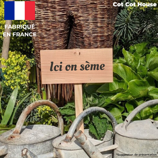 Pancarte en bois gravée extérieur déco - 11 - « ici on sème » - Cot Cot House - Image 1