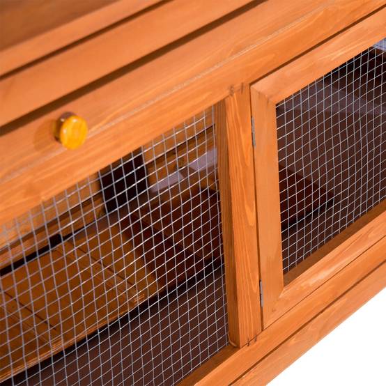 Clapier Extérieur en Bois de Sapin à 2 Niveaux Toit Bitumé Étanche pour Lapins 120cm Naturel - ComfortXL Outdoor Living - Image 10