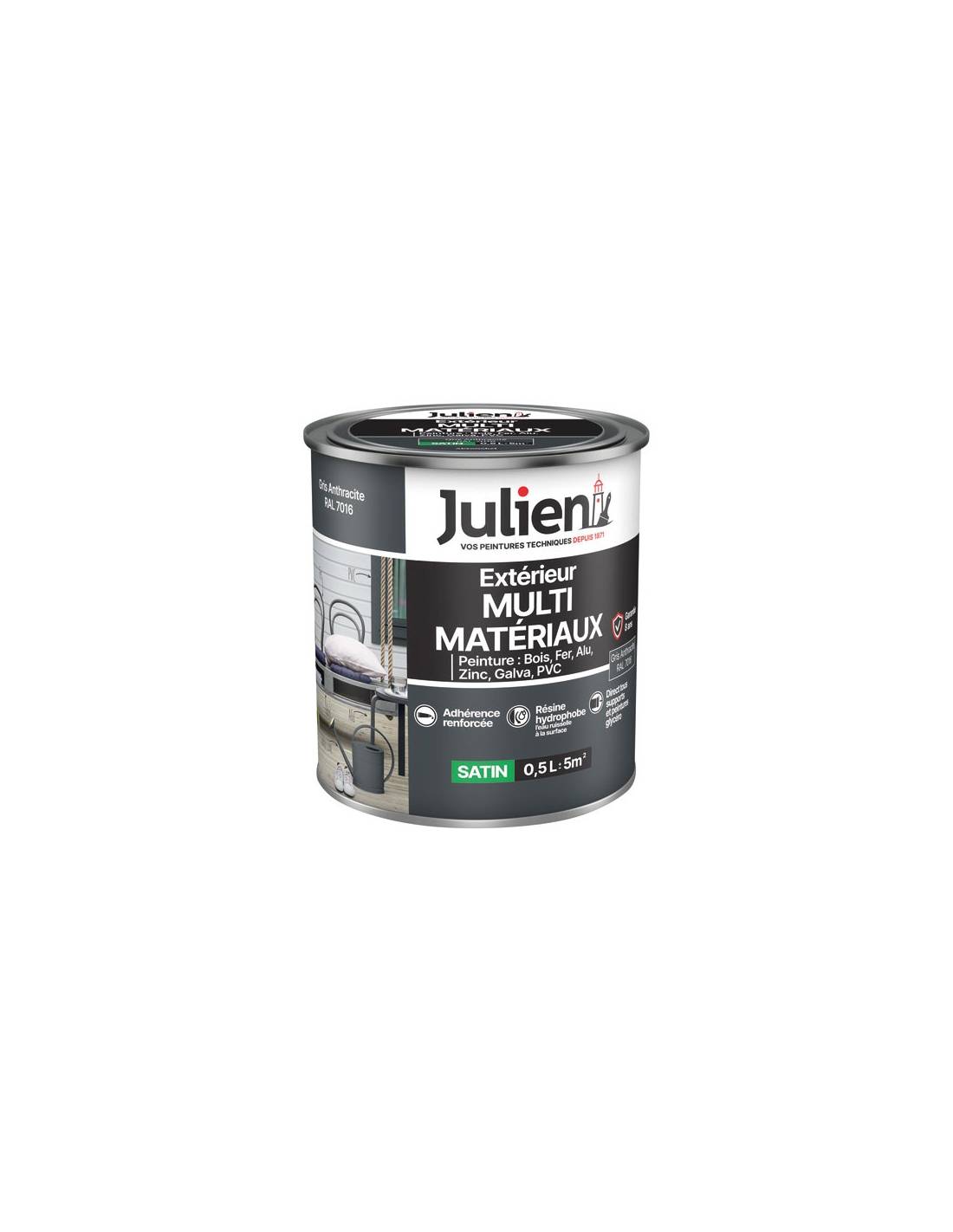 Julien - Peinture Julien Multi Matériaux Gris Anthracite 0.5l - Julien