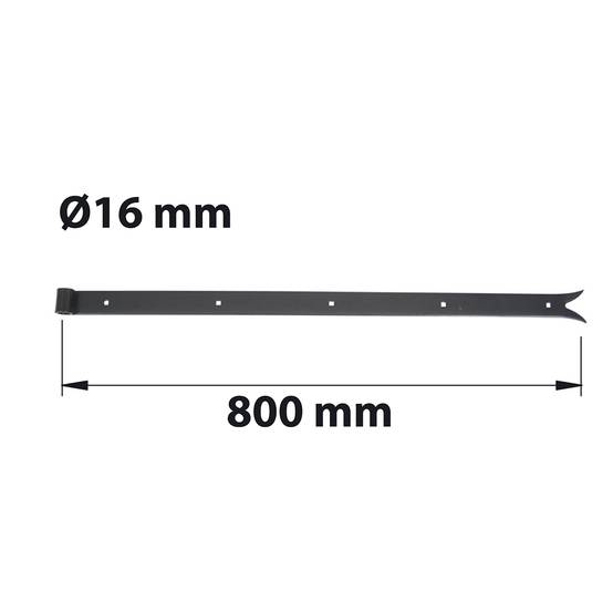Afbat - Penture à queue de carpe D16 40X5 L 800 mm acier noir pré-peint