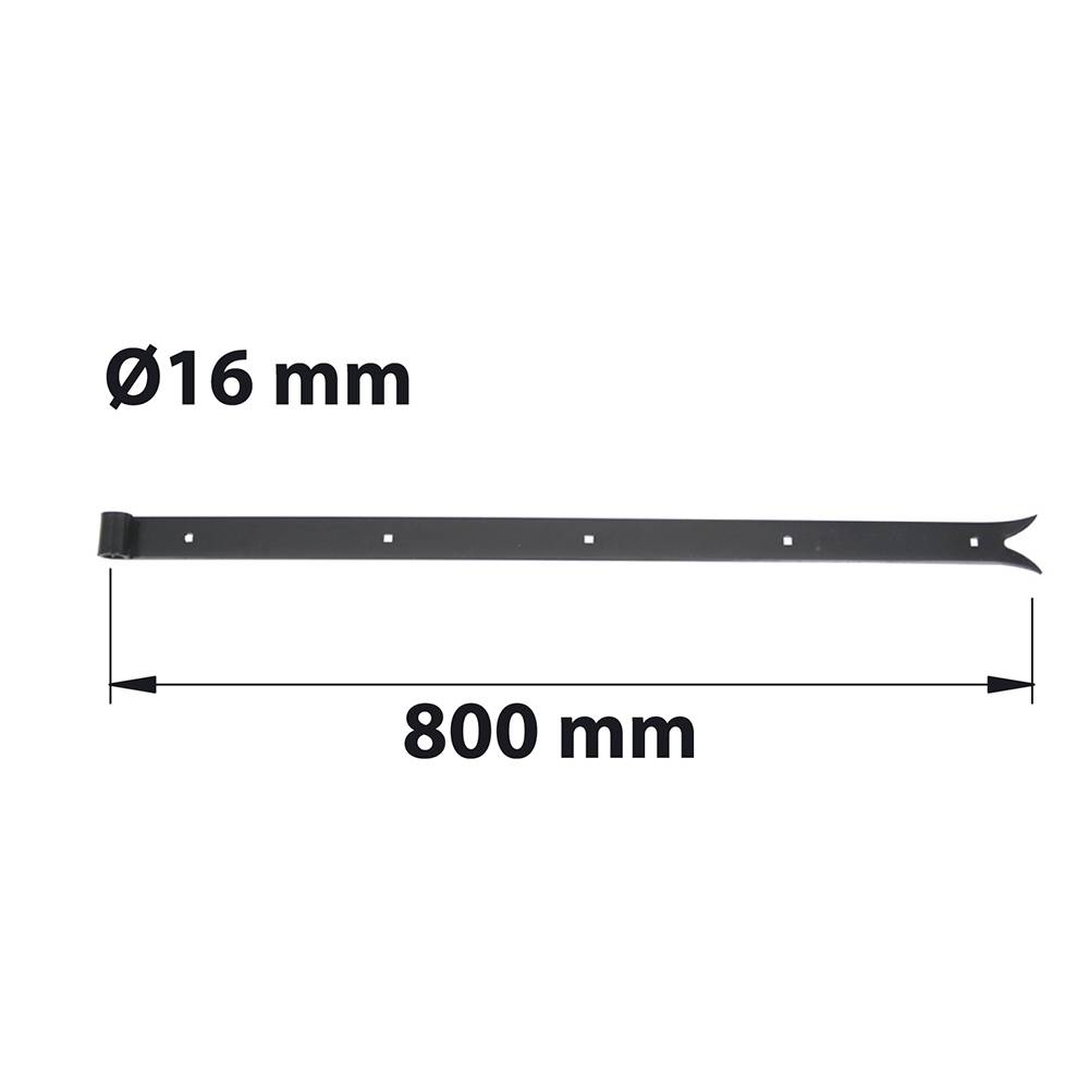 Afbat - Penture à queue de carpe D16 40X5 L 800 mm acier noir pré-peint