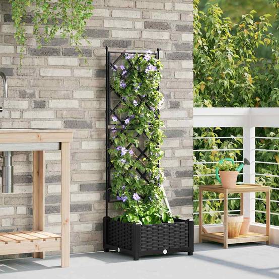 Cache-pot | Bac à fleurs de jardin Noir 40 x 40 x 125,5 cm Acier - Image 3
