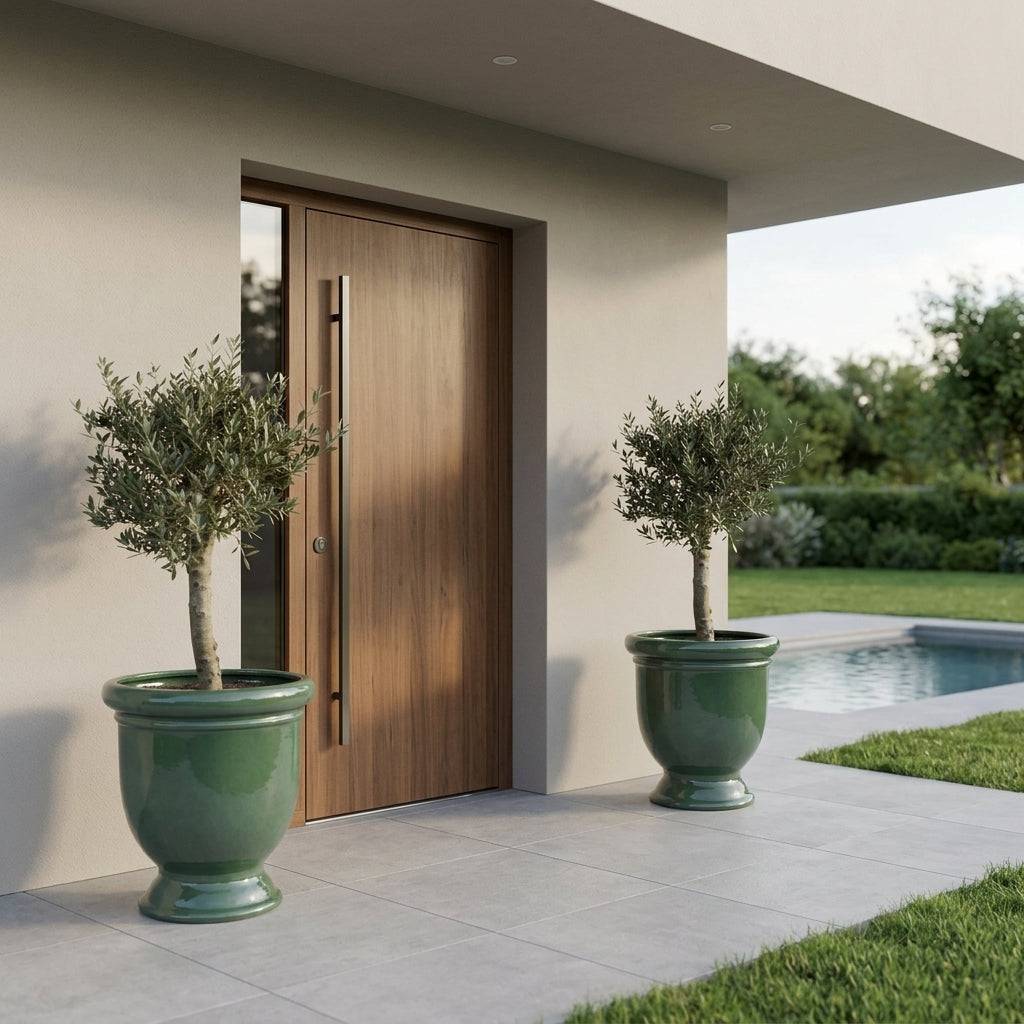 Lot olivier + pot TITAN 72x75cm jade, fait main en terre cuite émaillée - Image 5