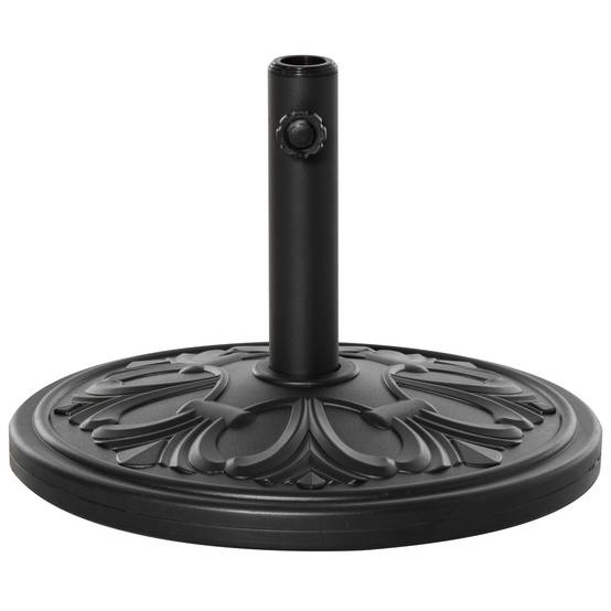 Pied de parasol en résine et ciment pour terrasse motif floral élégant Ø48cm noir - ComfortXL Outdoor Living - Image 2