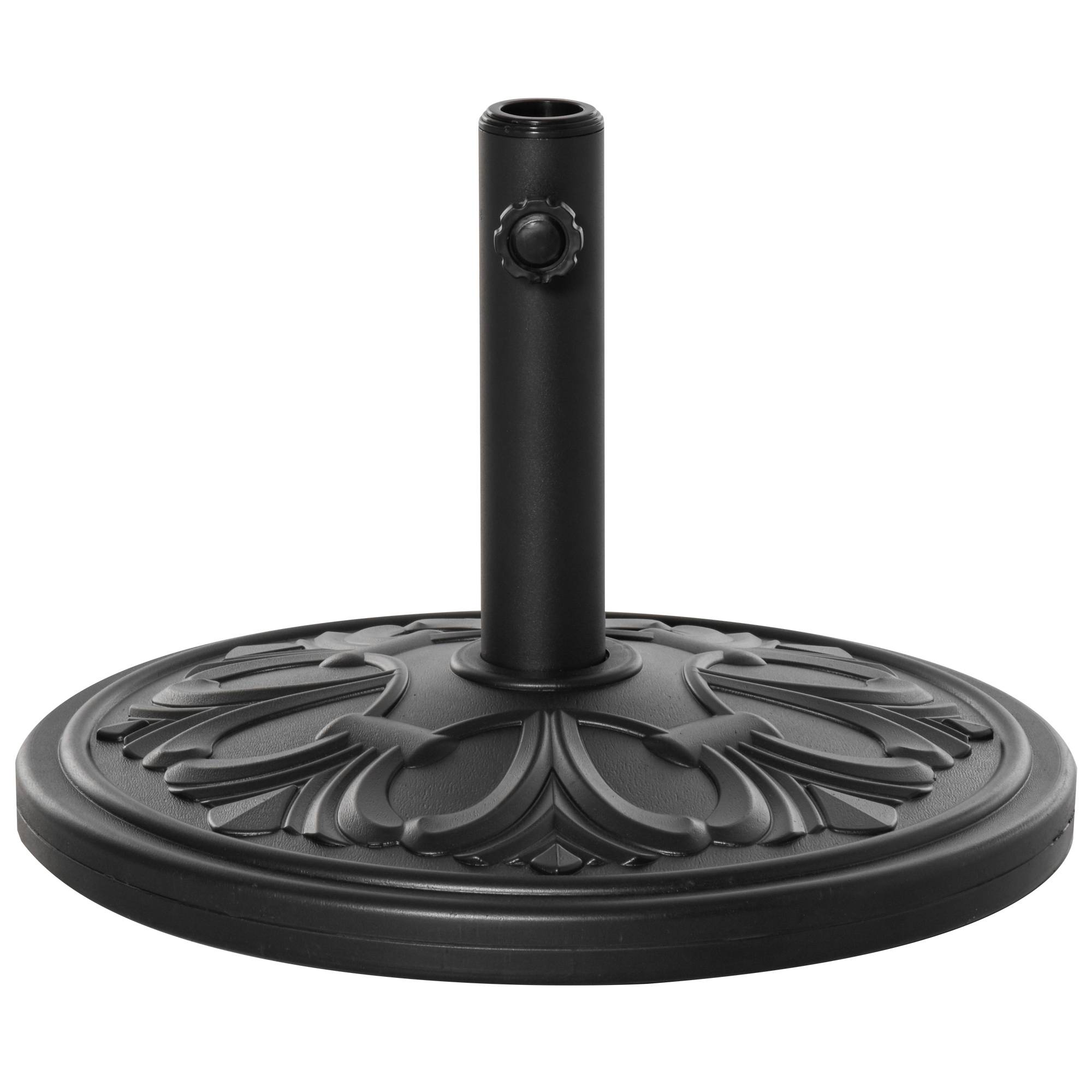 Pied de parasol en résine et ciment pour terrasse motif floral élégant Ø48cm noir - ComfortXL Outdoor Living - Image 2