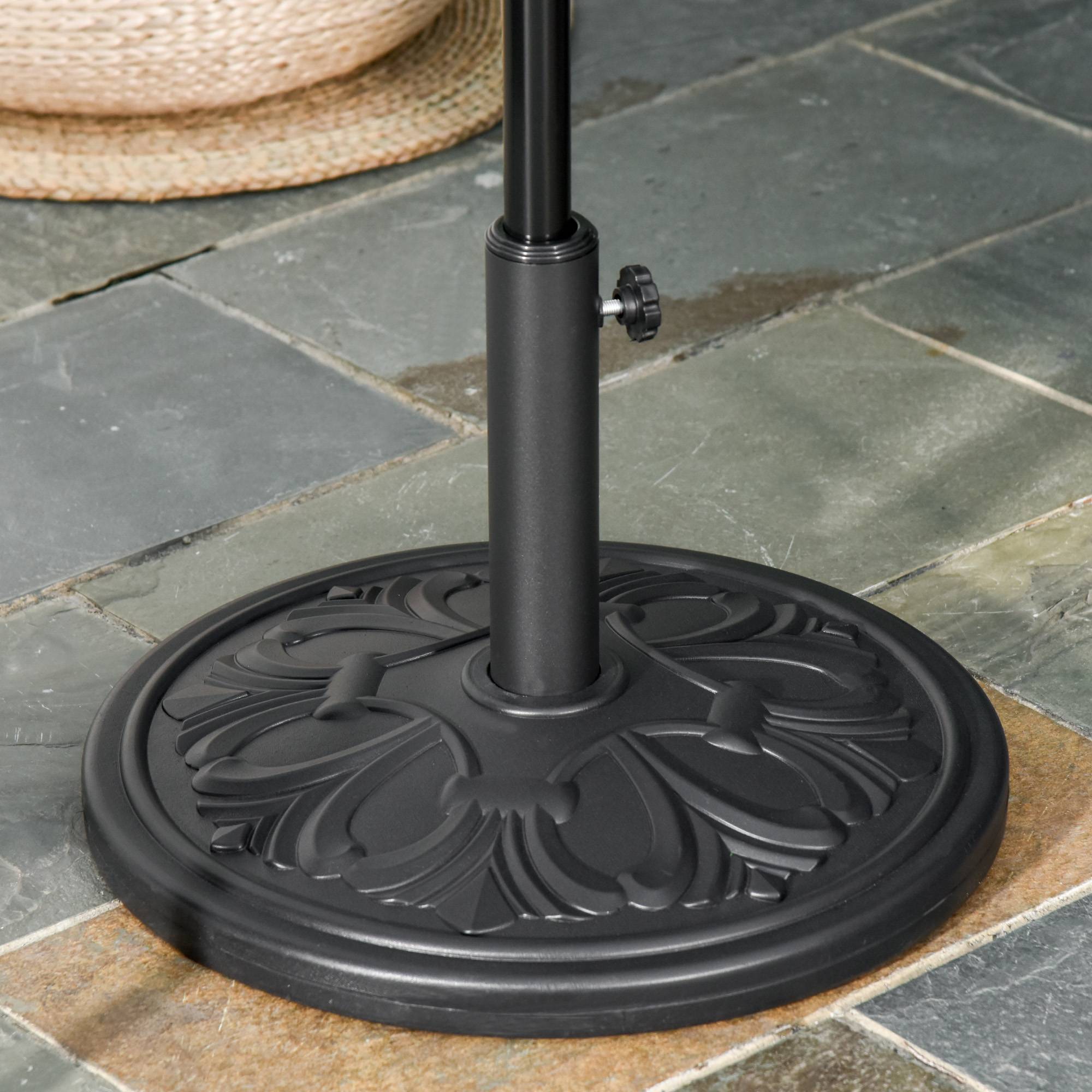 Pied de parasol en résine et ciment pour terrasse motif floral élégant Ø48cm noir - ComfortXL Outdoor Living - Image 3