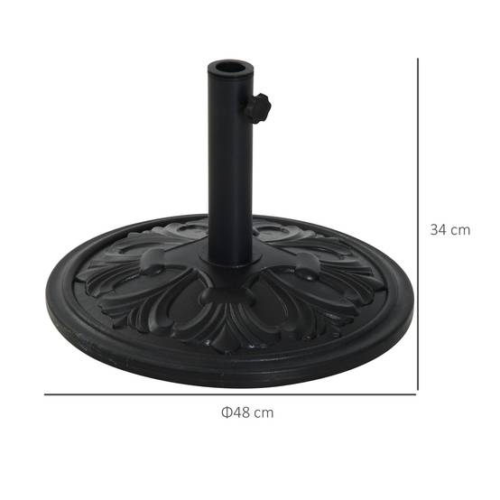 Pied de parasol en résine et ciment pour terrasse motif floral élégant Ø48cm noir - ComfortXL Outdoor Living - Image 5