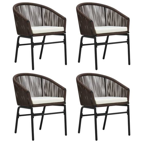 Ensemble Repas 4P Rotin PVC Coussins Crème Jardin Marron – ComfortXL Outdoor Living - Image 3