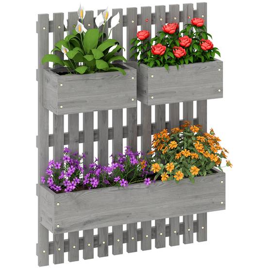 Sans Marque - Ensemble jardinières murales repositionnables bois massif 60x16x80 cm - Image 1