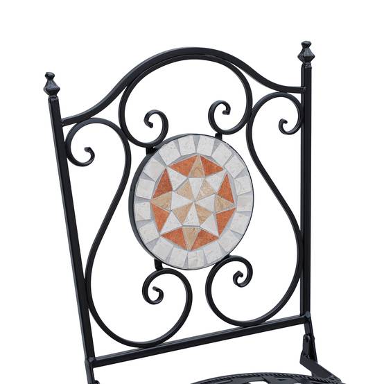 Lot 2 chaises pliables métal balcon Motif mosaïque élégant gain espace 50x40x95cm noir - ComfortXL Outdoor Living - Image 9