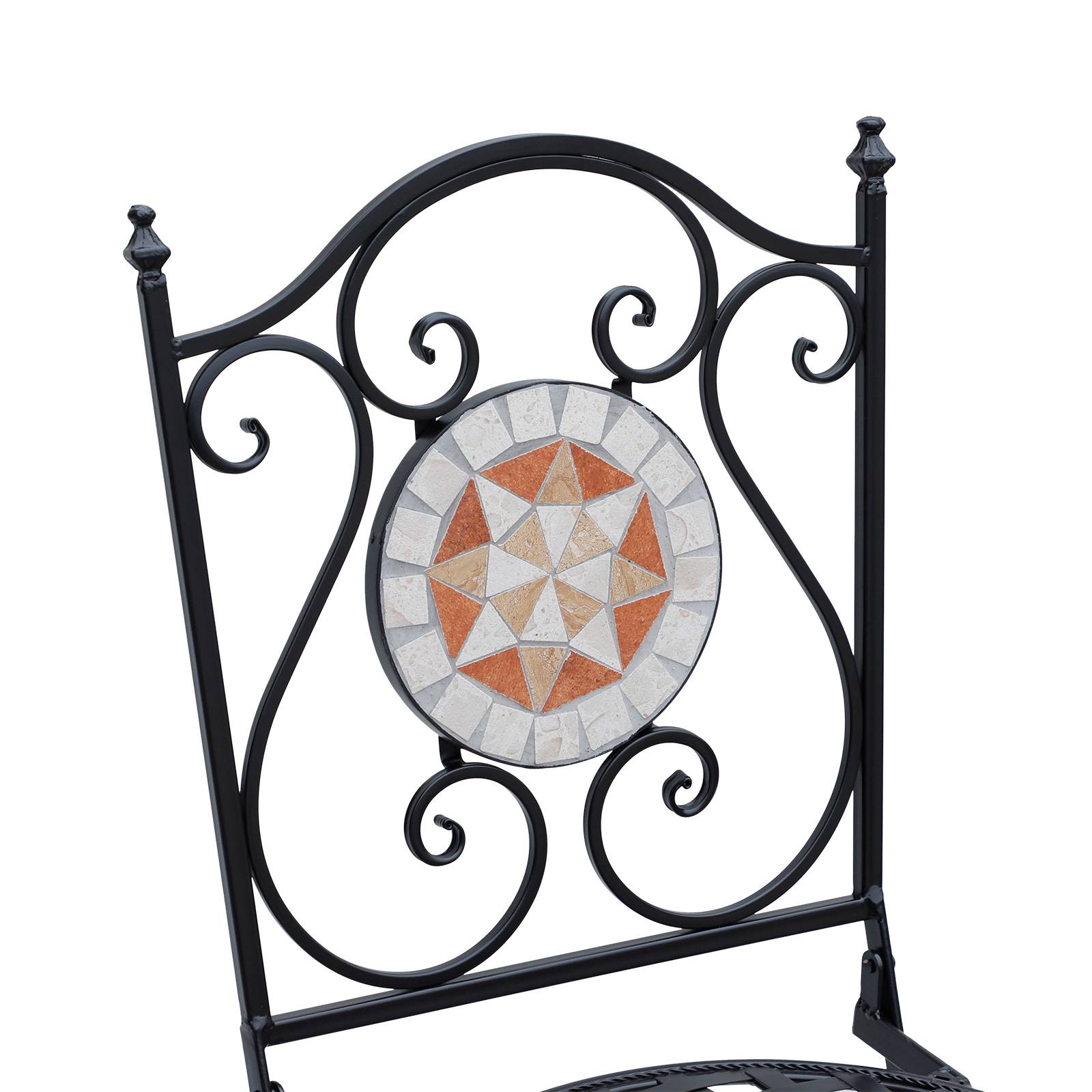 Lot 2 chaises pliables métal balcon Motif mosaïque élégant gain espace 50x40x95cm noir - ComfortXL Outdoor Living - Image 9