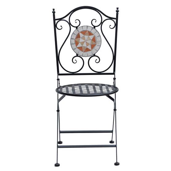Lot 2 chaises pliables métal balcon Motif mosaïque élégant gain espace 50x40x95cm noir - ComfortXL Outdoor Living - Image 8