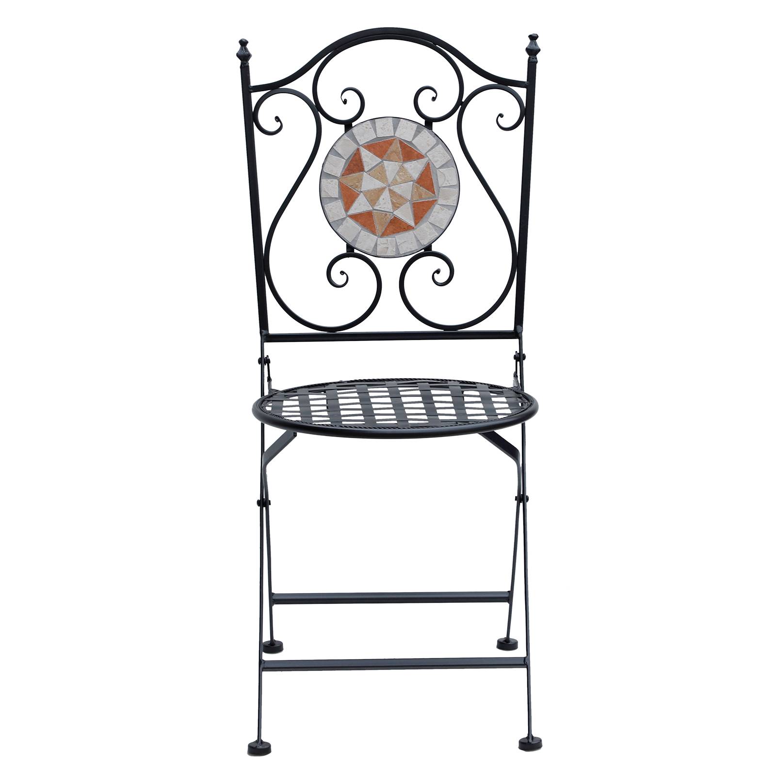 Lot 2 chaises pliables métal balcon Motif mosaïque élégant gain espace 50x40x95cm noir - ComfortXL Outdoor Living - Image 8