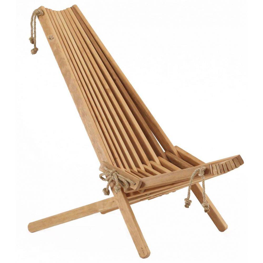 Ecofurn - Chilienne en bois EcoChair avec coussin (Lot de 2) Bois d'aulne - Image 4
