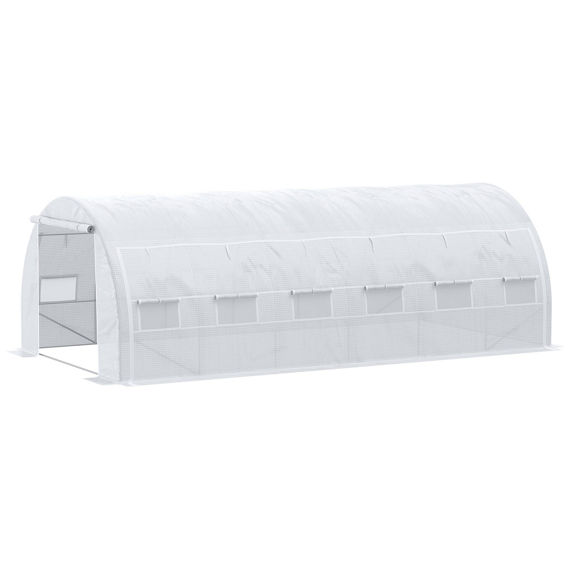 Très Grande Serre Tunnel 18m² Acier galvanisé 12 fenêtres et parois enroulables 6x3x2m Blanc - ComfortXL Outdoor Living - Image 1
