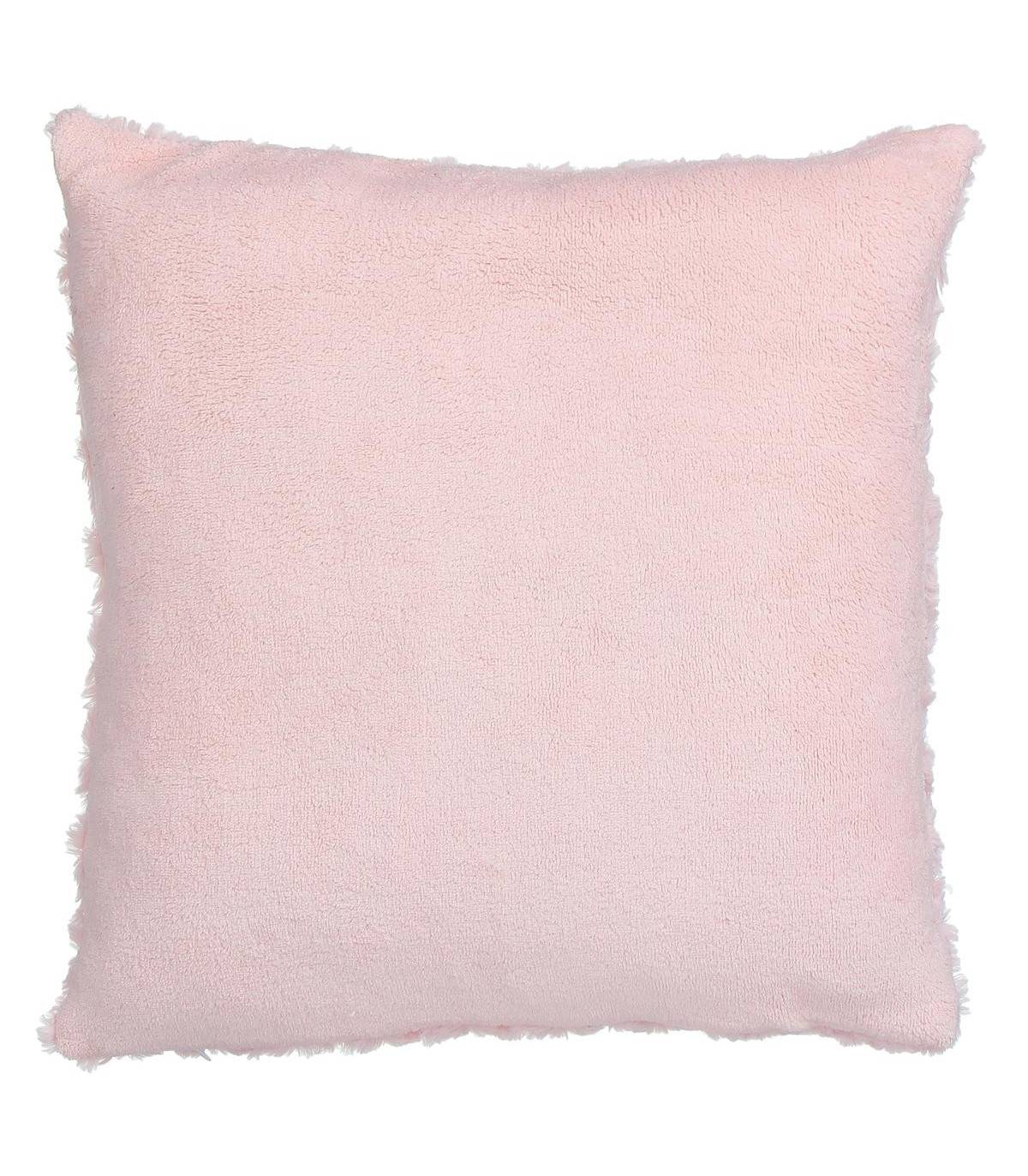 Atmosphera - Coussin déhoussable en Fourrure Bouclée Rose 45 x 45 cm - Image 2