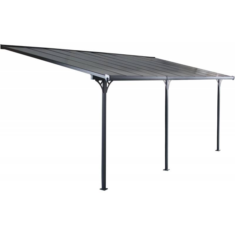 X-Metal - Pergola adossée ajustable aluminium 18,85 m² toit polycarbonate 6mm X-Metal anthracite - Image 2