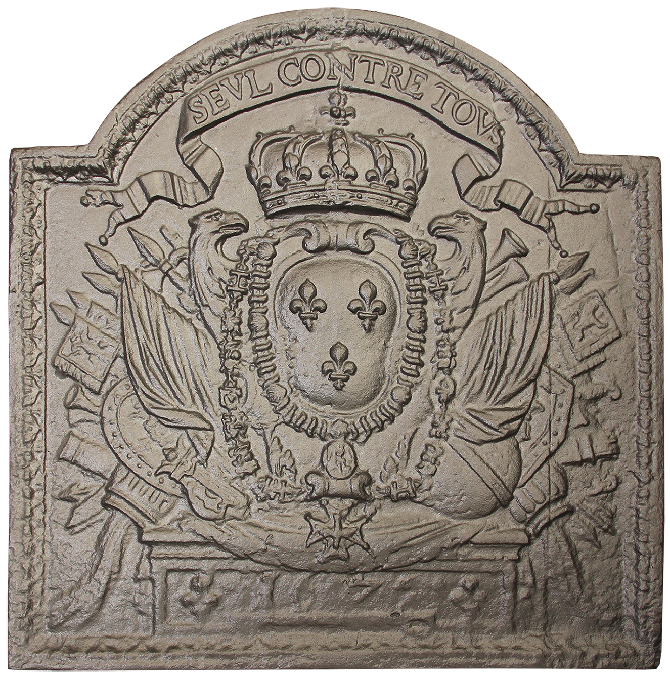 Plaque de cheminée seul contre tous Dommartin grise H. 55cm X L. 54,5cm - Image 1