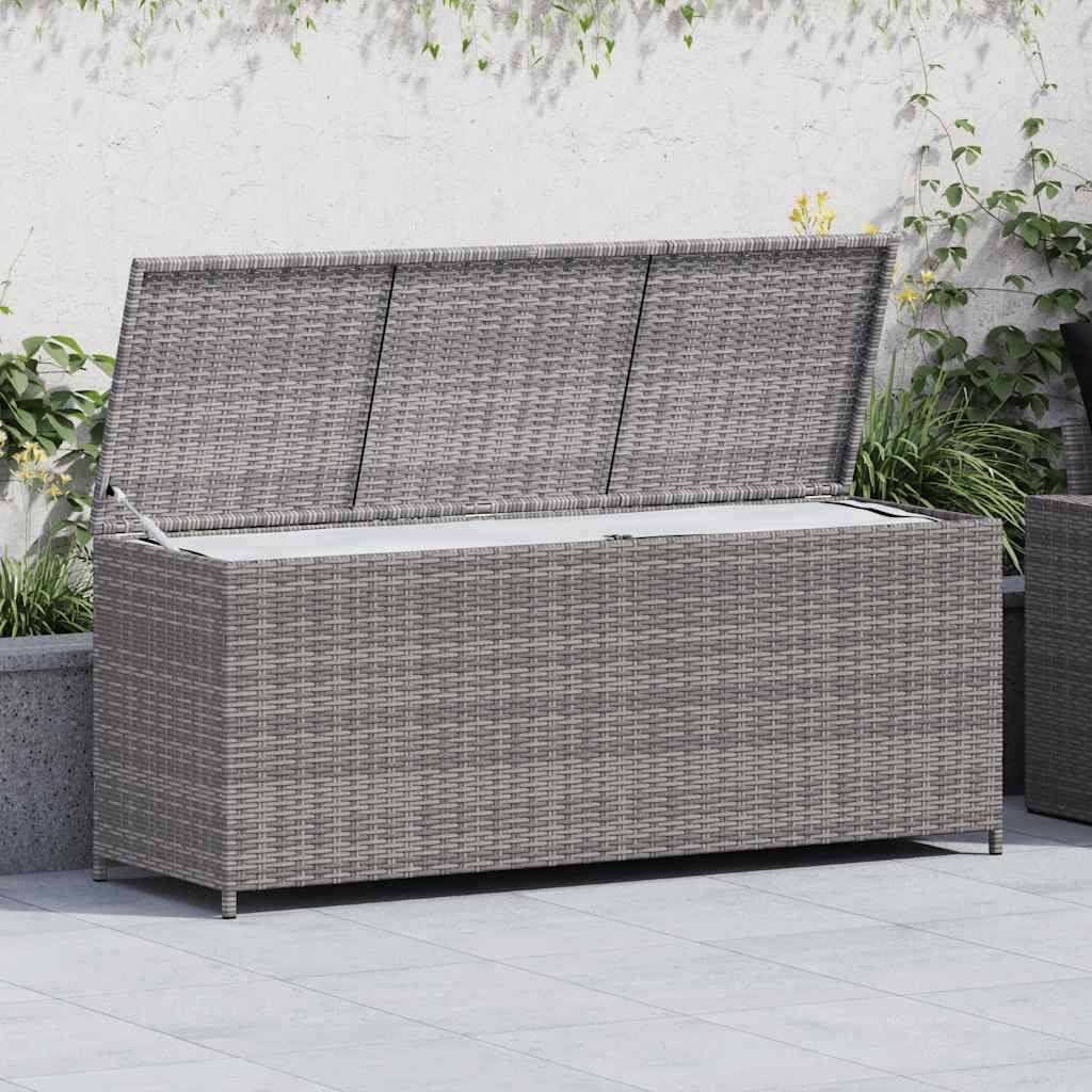 Banc Coffre de Rangement Résine Tressée Multifonction pour Jardin Balcon Gris 150x50x60 cm – ComfortXL Outdoor Living - Image 1