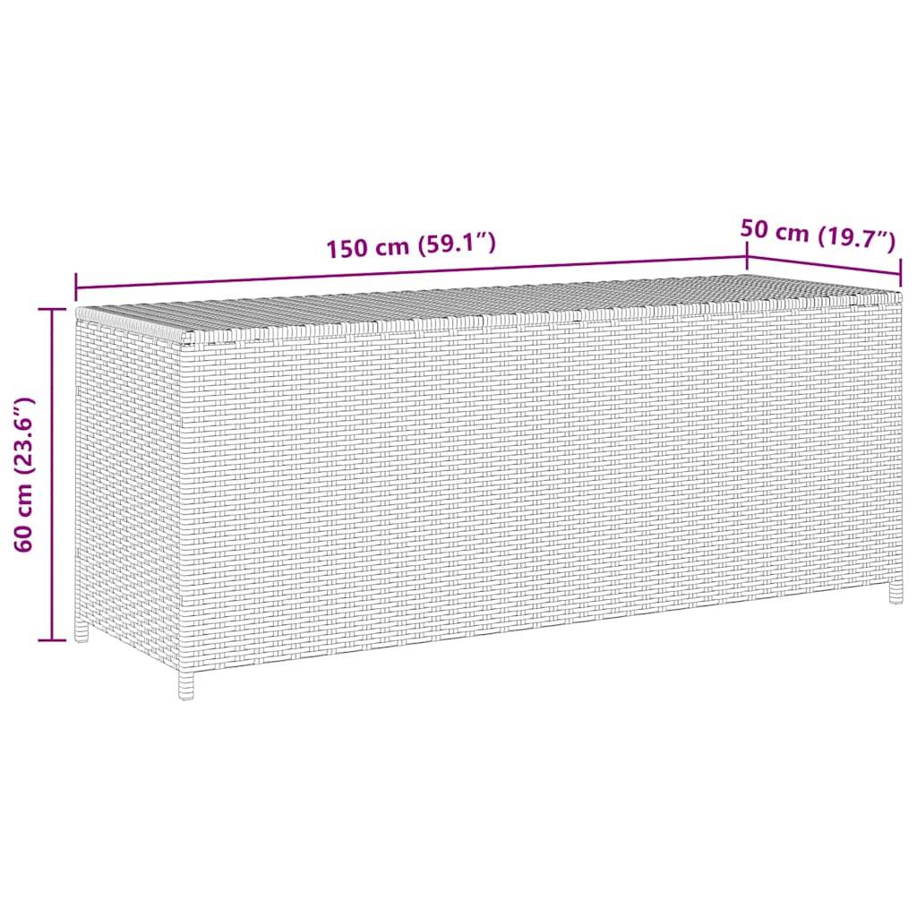 Banc Coffre de Rangement Résine Tressée Multifonction pour Jardin Balcon Gris 150x50x60 cm – ComfortXL Outdoor Living - Image 9