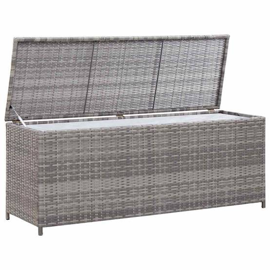 Banc Coffre de Rangement Résine Tressée Multifonction pour Jardin Balcon Gris 150x50x60 cm – ComfortXL Outdoor Living - Image 3