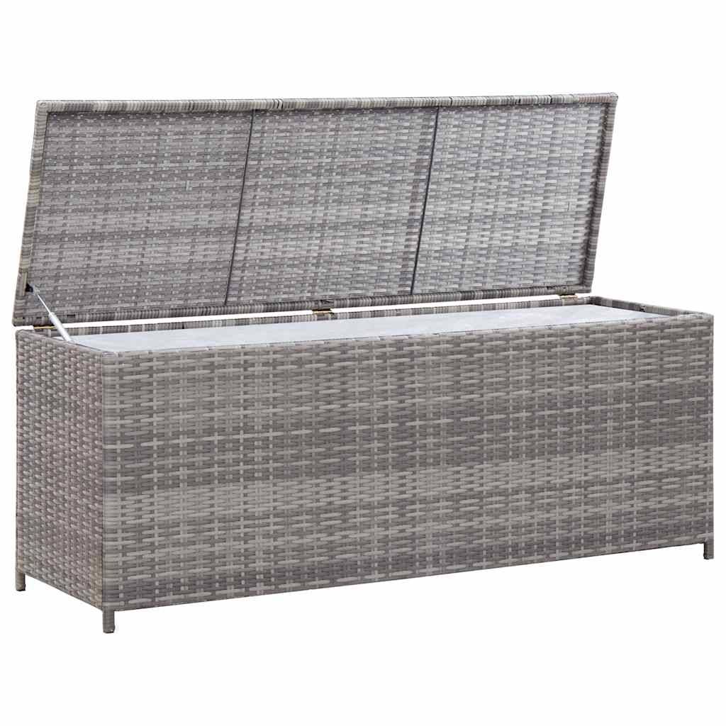 Banc Coffre de Rangement Résine Tressée Multifonction pour Jardin Balcon Gris 150x50x60 cm – ComfortXL Outdoor Living - Image 3