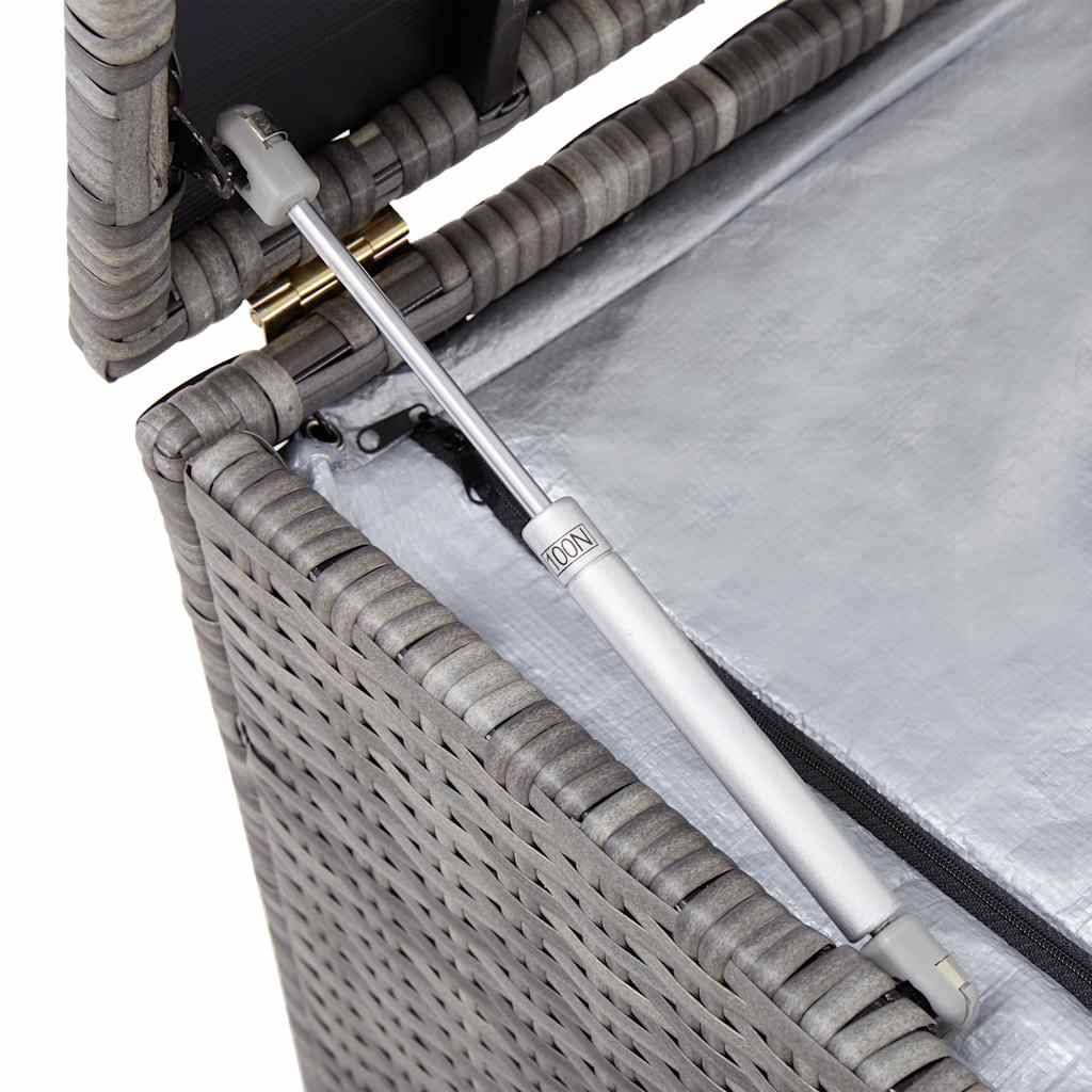Banc Coffre de Rangement Résine Tressée Multifonction pour Jardin Balcon Gris 150x50x60 cm – ComfortXL Outdoor Living - Image 8