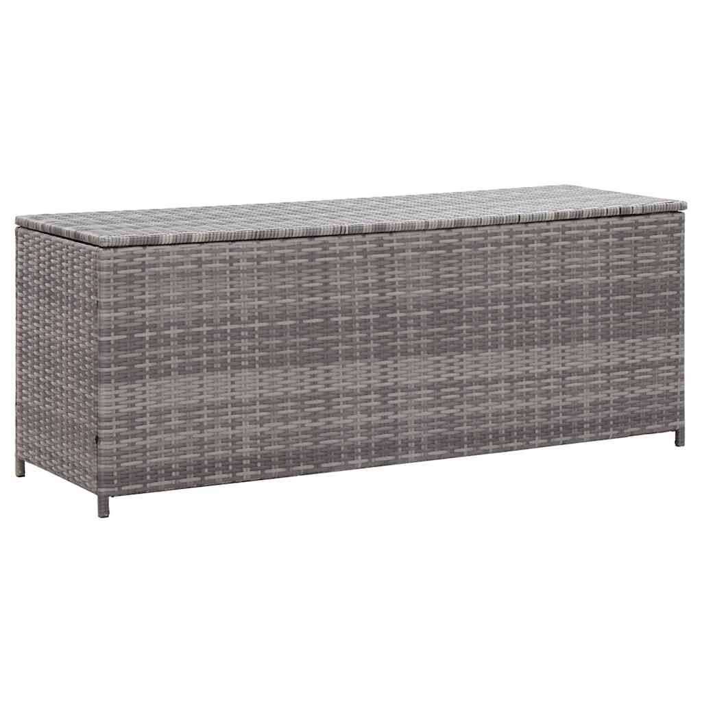 Banc Coffre de Rangement Résine Tressée Multifonction pour Jardin Balcon Gris 150x50x60 cm – ComfortXL Outdoor Living - Image 2