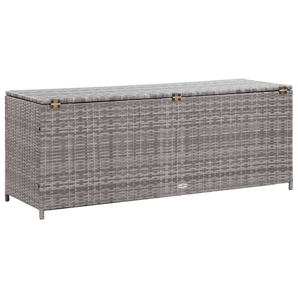 Banc Coffre de Rangement Résine Tressée Multifonction pour Jardin Balcon Gris 150x50x60 cm – ComfortXL Outdoor Living - Image 6