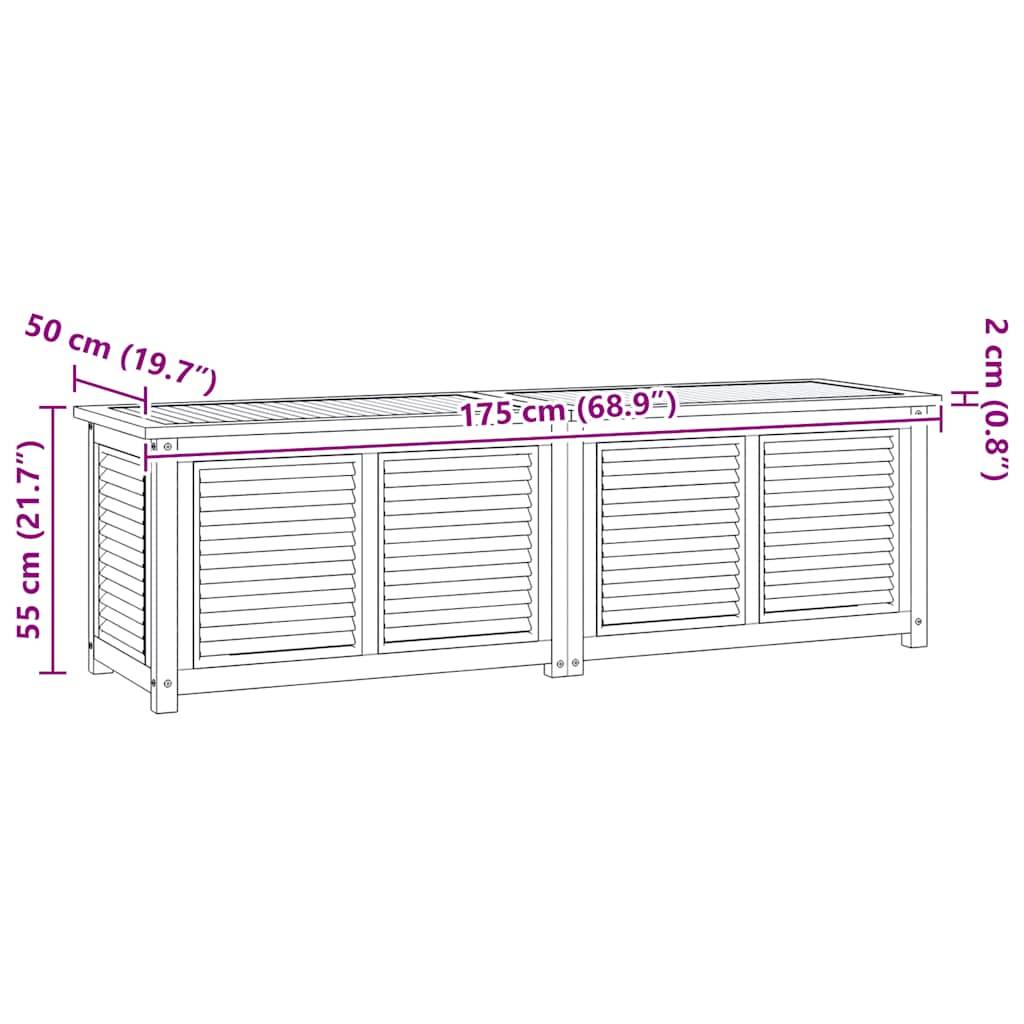 Coffre de rangement bois de teck naturel 175 x 50 x 55 cm - PANGIVO - Image 9