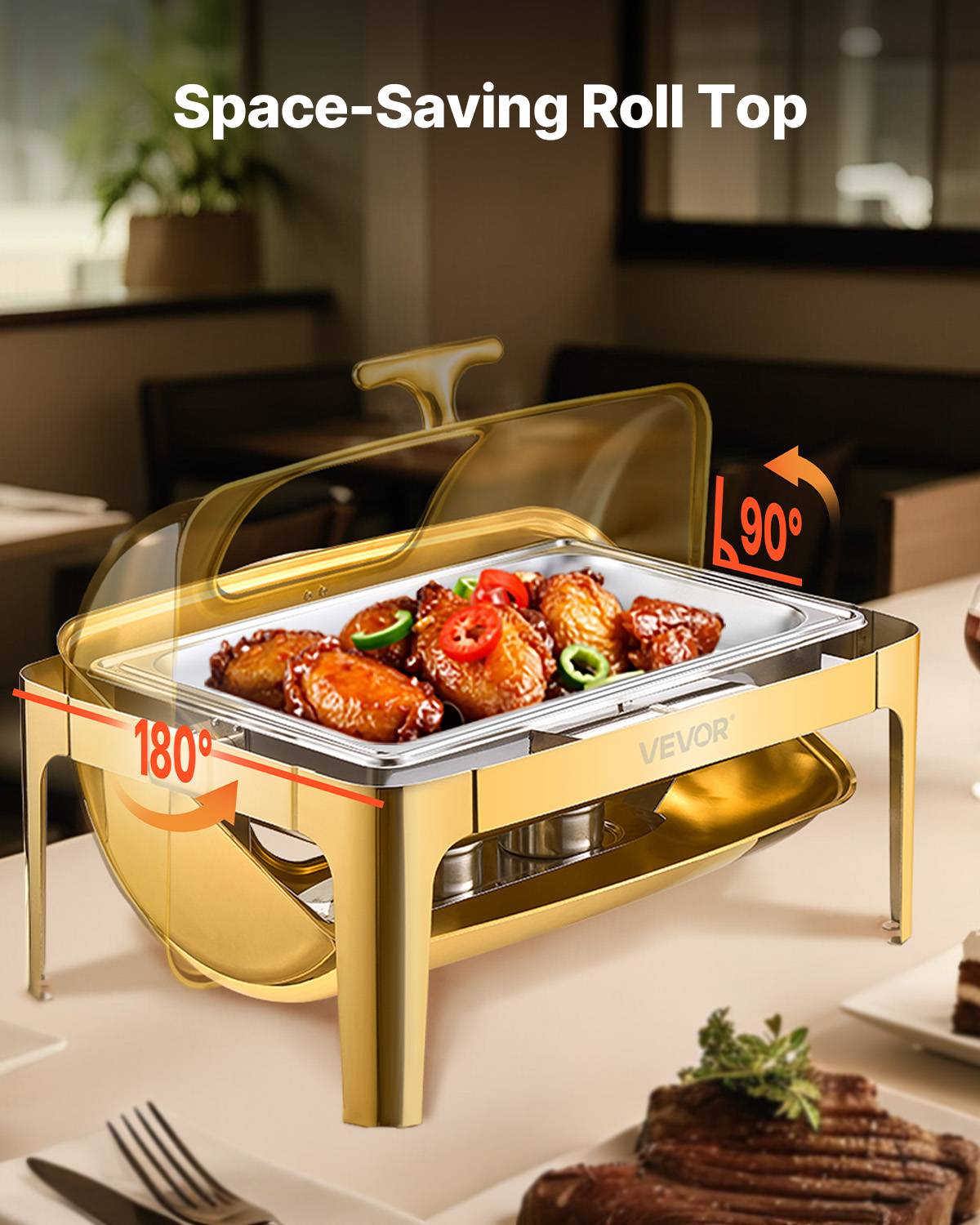 Vevor - VEVOR Chauffe-Plat Buffet Chauffant Rectangulaire 8,5L Inox Couvercle Rabattable - Image 5
