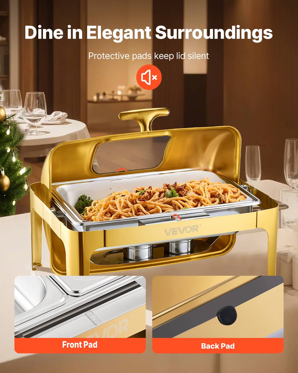 Vevor - VEVOR Chauffe-Plat Buffet Chauffant Rectangulaire 8,5L Inox Couvercle Rabattable - Image 7