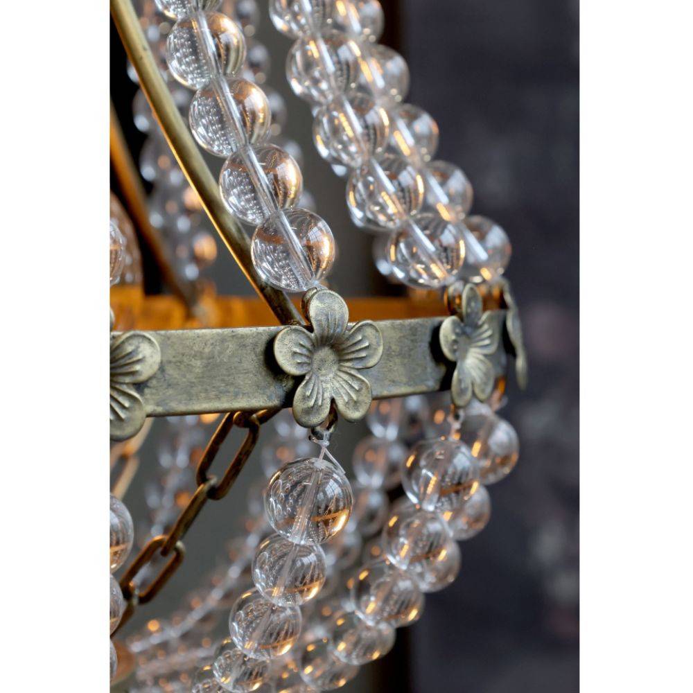 Chemin De Campagne - Lustre avec prisme en verre et fer laiton antique Ø.35.5 x Ht.60 cm Chemin de campagne - Image 5