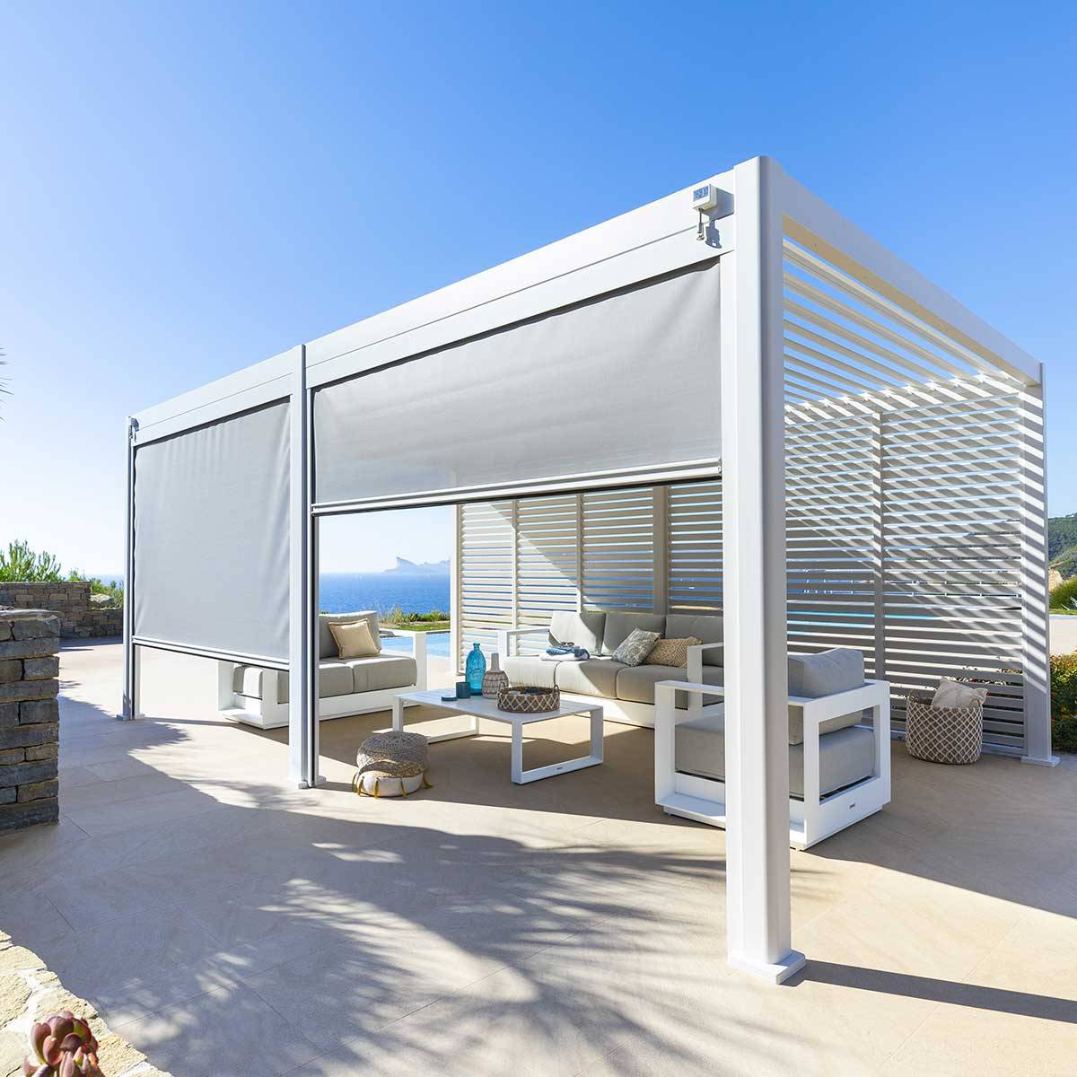 Hesperide - Persienne pour pergola bioclimatique "Evora" en aluminium traité époxy 0,9 x 2,3m Blanc - Hespéride - Image 3