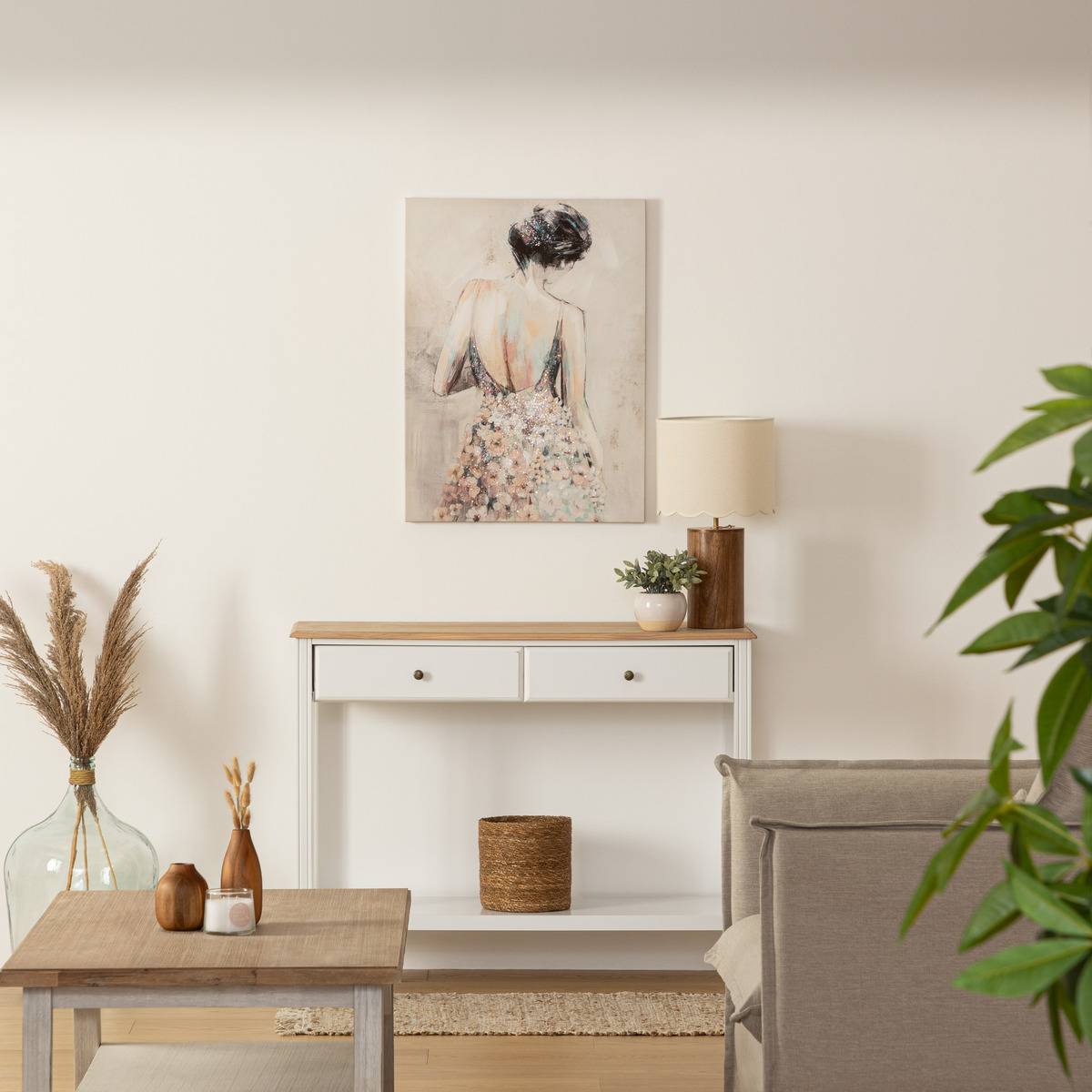Atmosphera - Toile "Tiya" bois 58x78cm - Atmosphera Créateur d'intérieur - Image 1