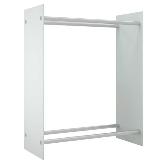 Porte-bûches vertical Acier et Verre Trempé pour Intérieur Rangement moderne 80x35x100 cm Blanc - ComfortXL Outdoor Living - Image 2