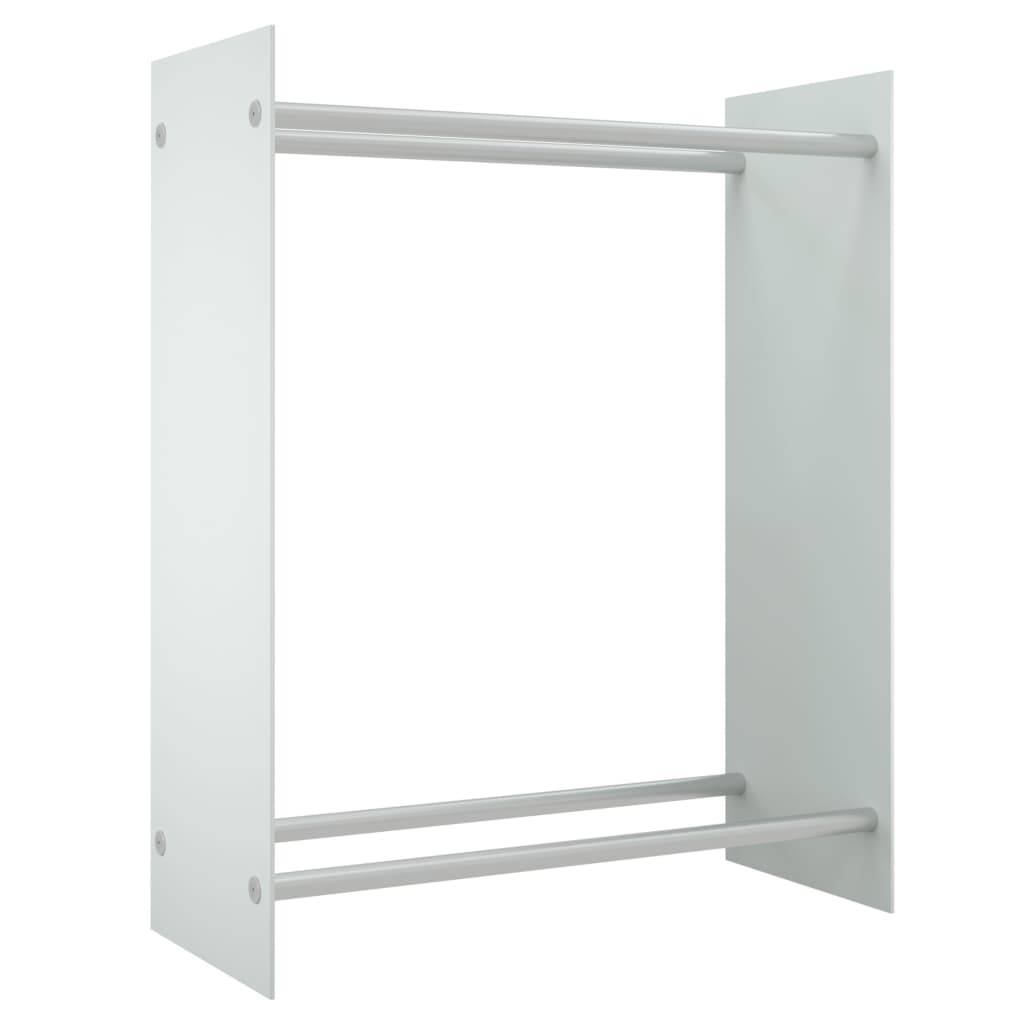 Porte-bûches vertical Acier et Verre Trempé pour Intérieur Rangement moderne 80x35x100 cm Blanc - ComfortXL Outdoor Living - Image 2