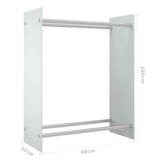 Porte-bûches vertical Acier et Verre Trempé pour Intérieur Rangement moderne 80x35x100 cm Blanc - ComfortXL Outdoor Living - Image 6