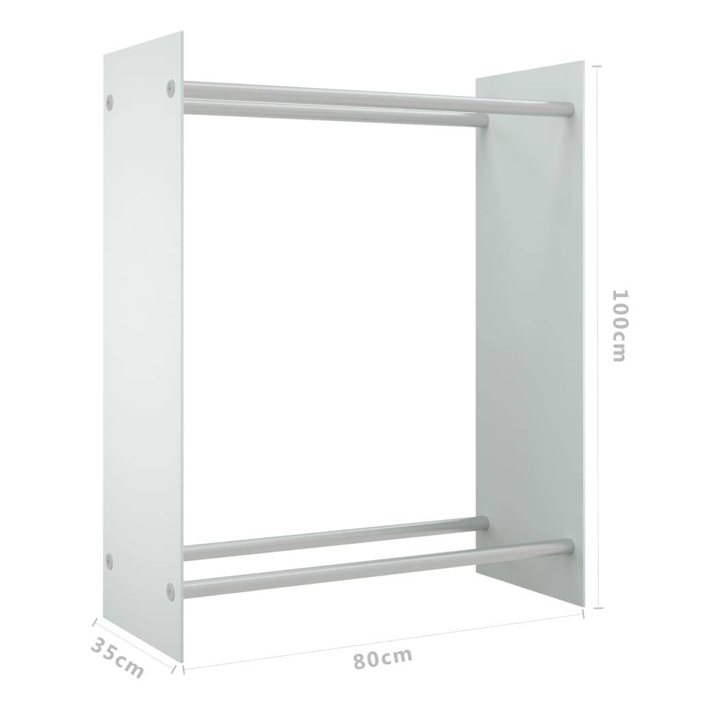 Porte-bûches vertical Acier et Verre Trempé pour Intérieur Rangement moderne 80x35x100 cm Blanc - ComfortXL Outdoor Living - Image 6