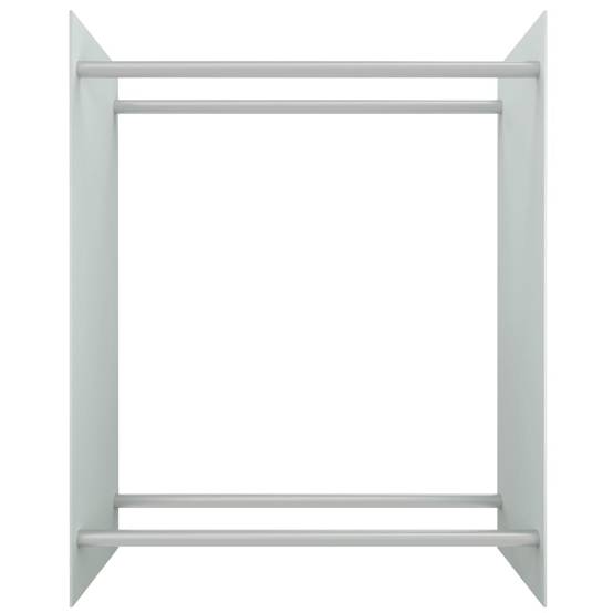 Porte-bûches vertical Acier et Verre Trempé pour Intérieur Rangement moderne 80x35x100 cm Blanc - ComfortXL Outdoor Living - Image 3