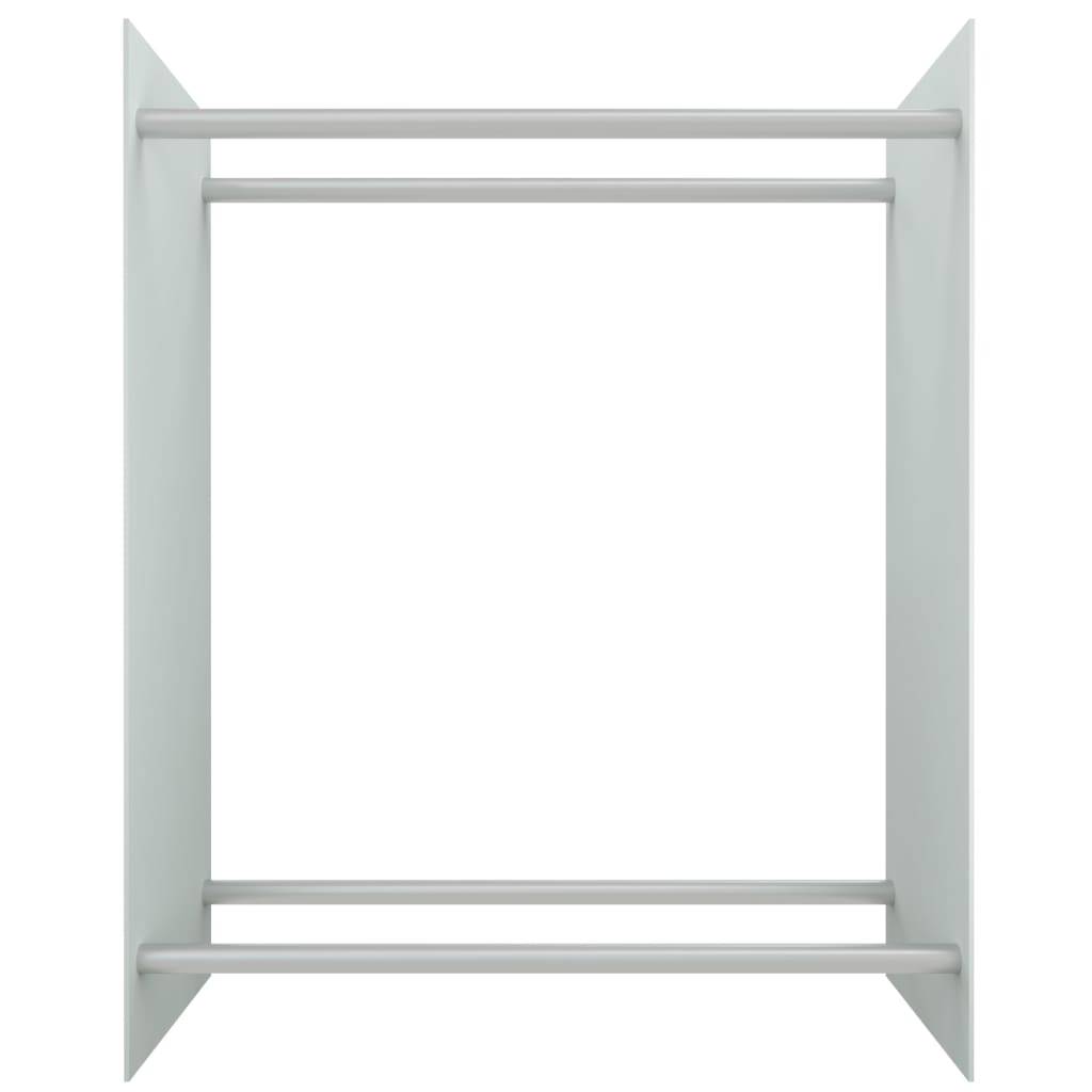 Porte-bûches vertical Acier et Verre Trempé pour Intérieur Rangement moderne 80x35x100 cm Blanc - ComfortXL Outdoor Living - Image 3