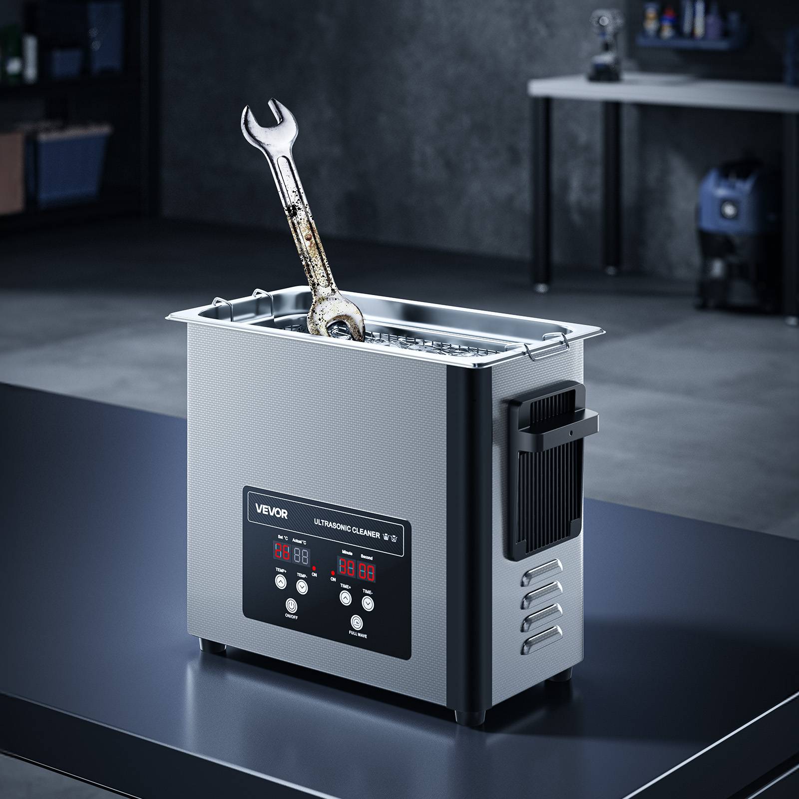Vevor - VEVOR Nettoyeur à ultrasons 6 L, 120 W 40 kHz, panier et affichage numérique, acier inoxydable, pour bijoux, montres, lunettes - Image 8