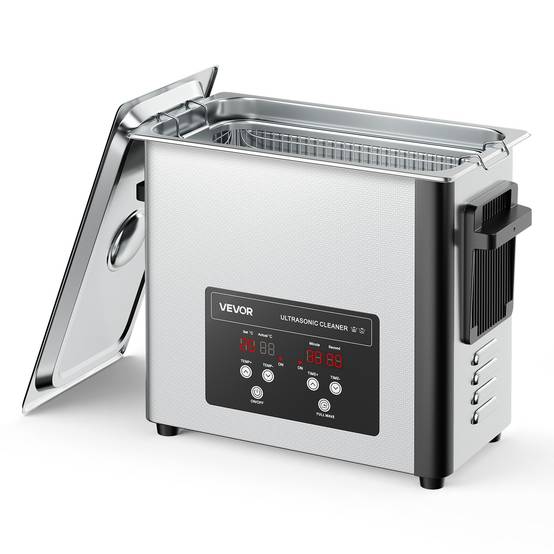 Vevor - VEVOR Nettoyeur à ultrasons 6 L, 120 W 40 kHz, panier et affichage numérique, acier inoxydable, pour bijoux, montres, lunettes - Image 1
