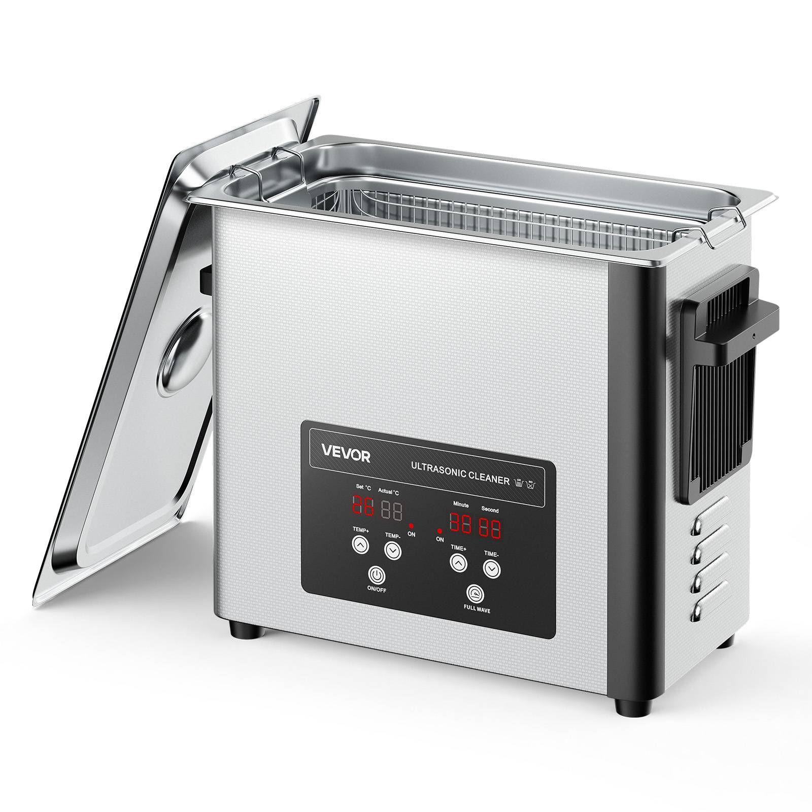 Vevor - VEVOR Nettoyeur à ultrasons 6 L, 120 W 40 kHz, panier et affichage numérique, acier inoxydable, pour bijoux, montres, lunettes - Image 1