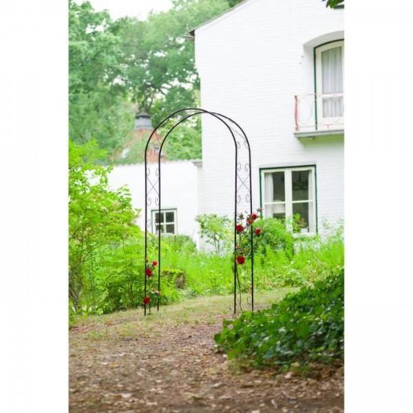 NATURE Pergola acier galvanisé laqué époxy noir décor volutes - H230 x 100 x 37 cm - Image 3